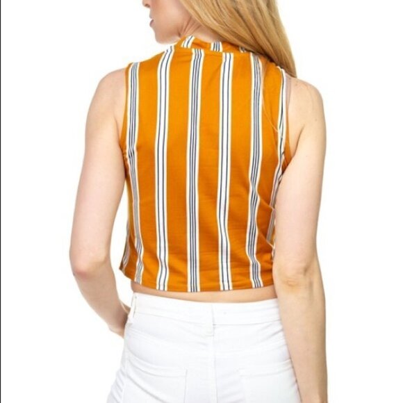 Iris sleeveless Top Choker neck mustard color size M. - Picture 12 of 12